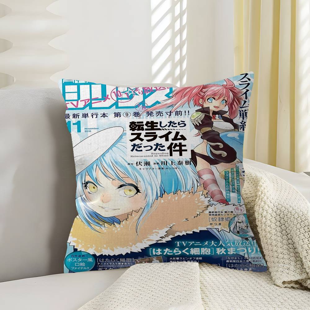 Anime Tensei Shitara Slime Datta Cushion Cover Polyester Sofa Cushions Decorative Throw Pillows Home Decoration Pillowcover