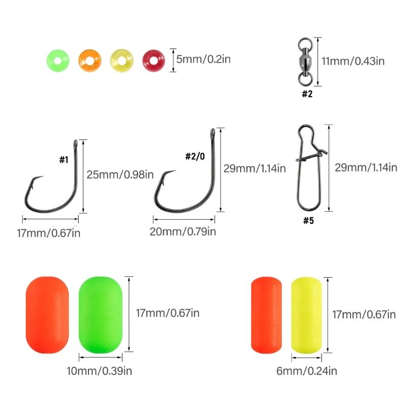Professional Fishing Accessories Set Durability Metal Hook Floats Swivels Portables Case Included