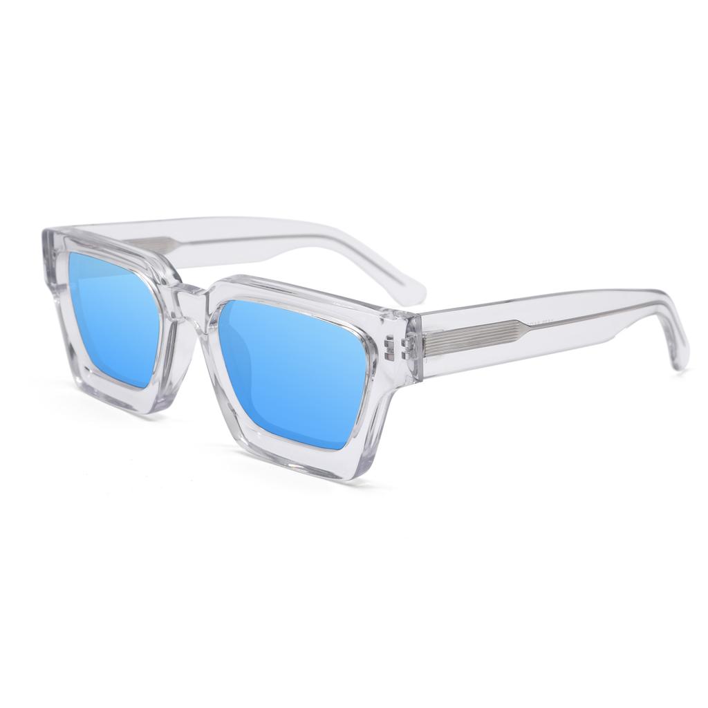 Luxury Vintage Black Square Oversize Sunglasses Acetate Polarized Custom Logo Thick Sun Glasses for Men Women Transparent