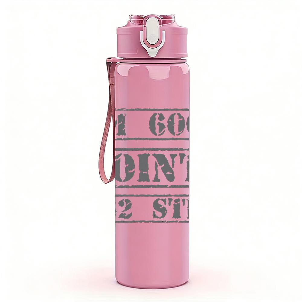 1PC OM 606 Minimalist Car Text Print 750ml Portable Sports Water Bottle Leakproof Gym Outdoor Travel Drink Cup