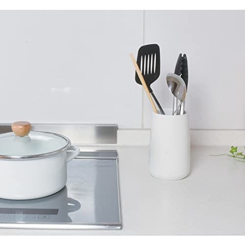 PEARL METAL Porcelain Kitchen Storage Tool Stand for Ladle, Spatula, Rice Paddle, and Chopsticks, White, Blanc Kitchen L-1995