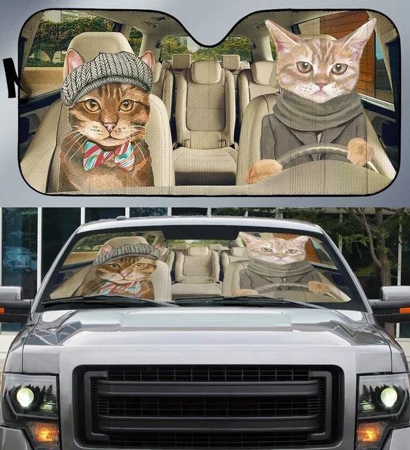 Car Visor Funny Selfie Cat Car Windshield Sun Visor Uv Protection
