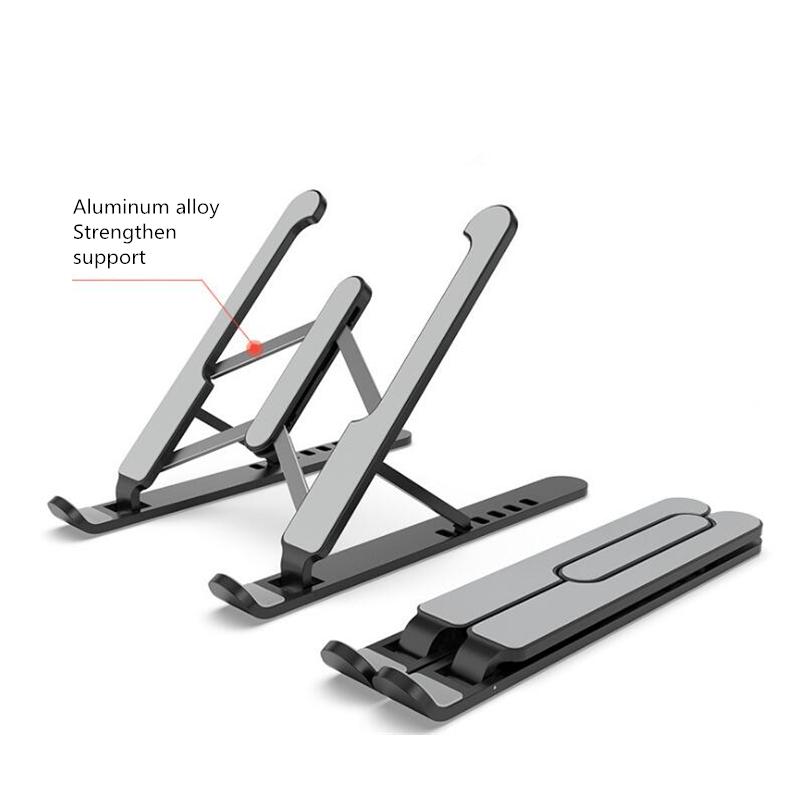 

Портативная подставка для ноутбука, алюминиевая подставка для ноутбука, 11-15,6-дюймовый ноутбук, планшетный компьютер, регулируемый кронштейн для охлаждения чёрный