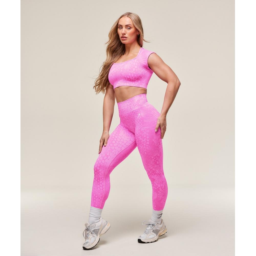 Gymshark Adapt X Whitney Animal Crop Top fără cusături Sour Pink Vibrant Pink B3b2h Kc0p