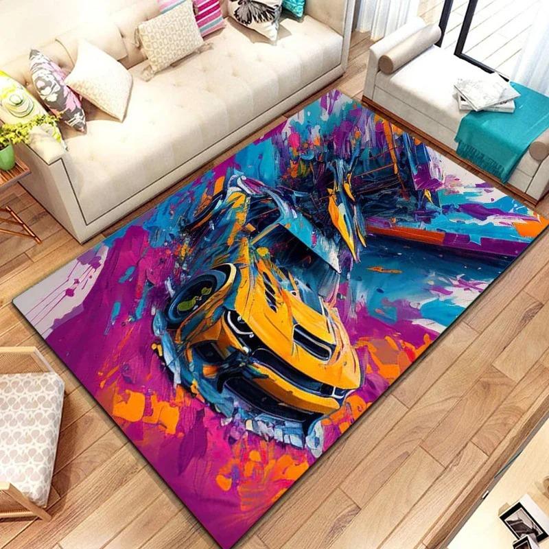 Racing Car Pattern Artwork Rug Bedroom Living Room Cool Carpet for Kitchen Floor Mats Home Decor Floor Pad Mat Rugs for Bedroom