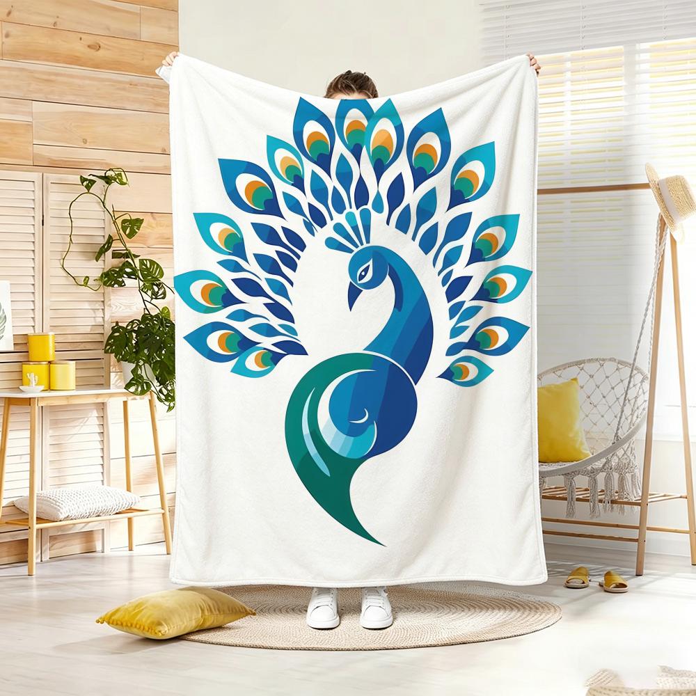 Artistic Pattern P-Peacock Throw Soft Warm Throw Blanket for Bedroom Living Room Bed Travel Camping Picnic Gift