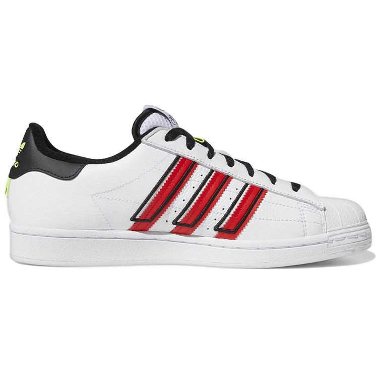 adidas Superstar Witte Levendige Rode Unisex Sneakers Wolk-Wit Zonne-Geel GX6026