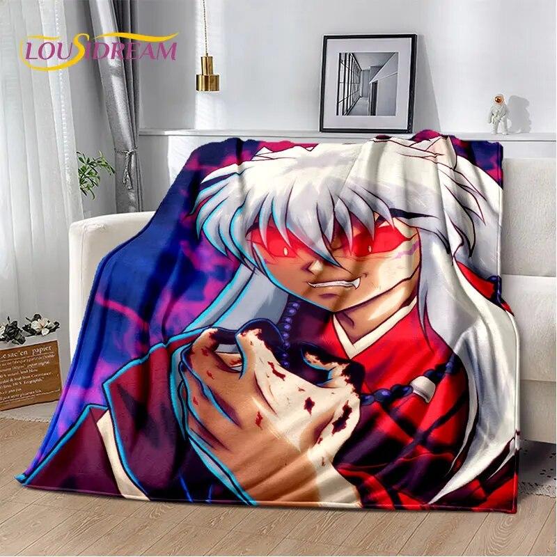 Pătură moale de pluș cu desene animate Inuyasha, pătură de flanel, pătură pentru sufragerie, dormitor, pat, canapea, husă de picnic Bettdecke
