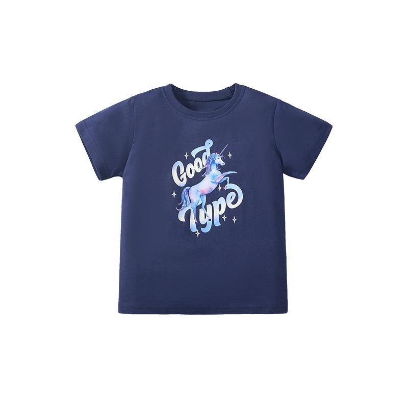 Cartoon Print Girls' T-shirt Short-sleeved Summer Wear Children's Cotton Top Pure Cotton T-shirt