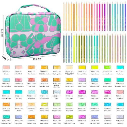Creioane colorate Roleness Macaron, 50 de culori, pe bază de ulei, Profesionale, pentru copii și adulți, Cărți de colorat, Pastel, Miez moale, Set de materiale de artă, Gumă de șters