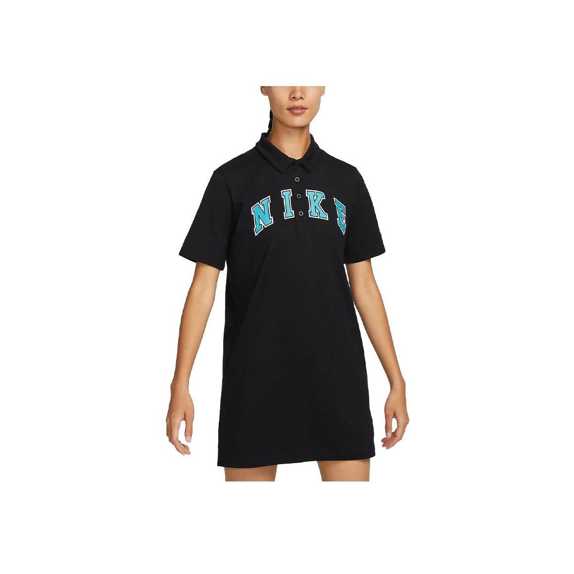 

Nike Спортивное платье-поло свободного кроя с буквенным принтом, дышащее, влагоотводящее, трикотажное, женское, черное FQ7010-010 S