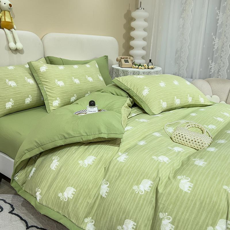 Category A Maternal and Infant Grade Washed Cotton and Linen Bed Cotton Four-piece Set and Three-piece Set Pure Cotton Bed Sheet and Quilt Cover