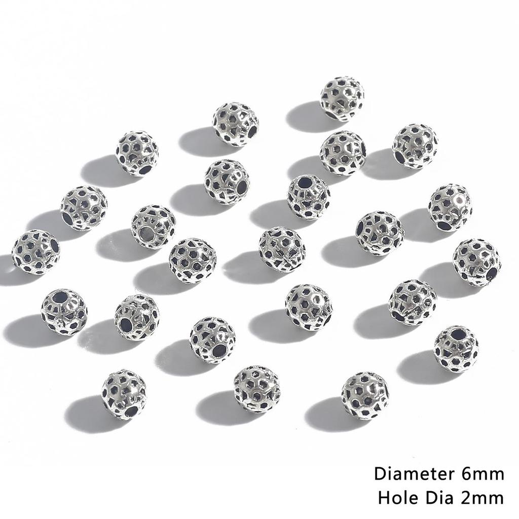 6 mm 20 stk hule antikk sølv vintage metallperler for DIY smykker