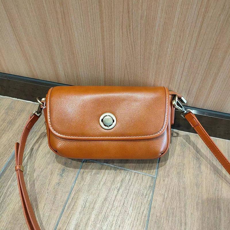First Layer Cowhide Small Square Bag Crossbody Bag High-grade Genuine Leather Niche All-in-one Shoulder Bag for Women