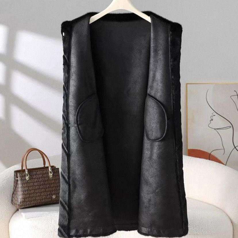 Women's Stand Collar Fur Coat Solid Color Thickened Fur Overcoat Long Fur Coat