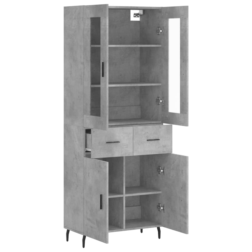 Vidaxl Display Cabinet, Concrete Grey 69.5X34X180 Cm Wood-Based Material