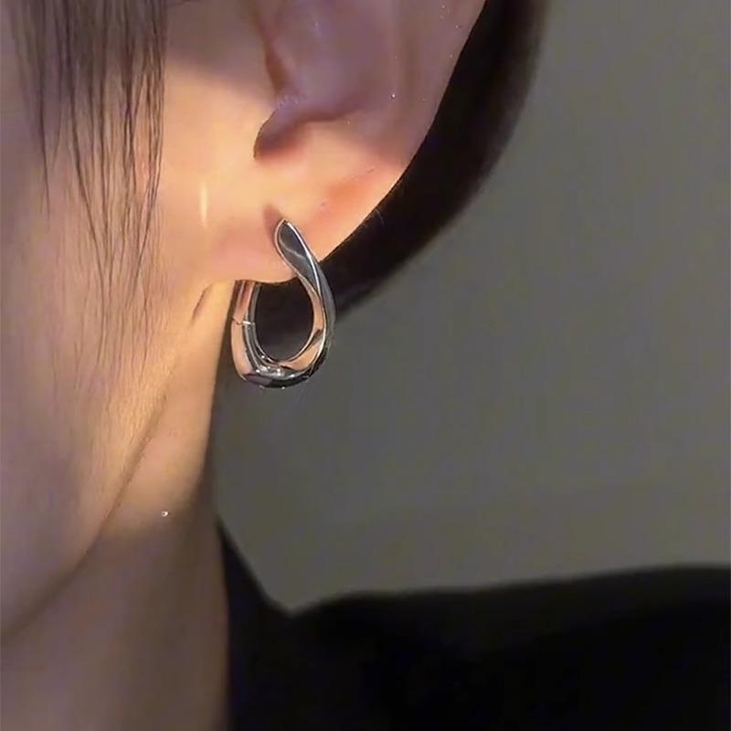 Twisted Metal Geometric Earrings, Niche Design Sense, High-grade Cold Wind Silver Needle Earrings, Women's Heavy Industry Ear Buckles