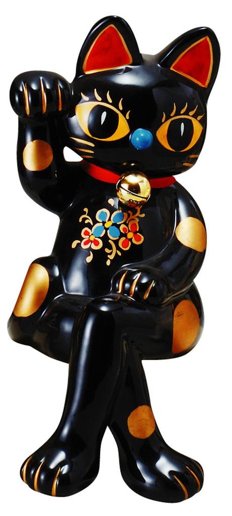 sun art Good Luck Goods Lucky Cat Cat Figurine Object Large Black SAN751 "Increasing Luck"