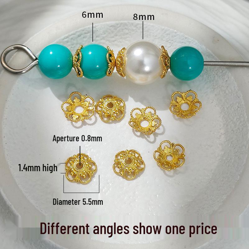 925 Silver-Plated 24K Gold Flower Bead Holder for DIY Bracelet/Necklace Spacer Beads
