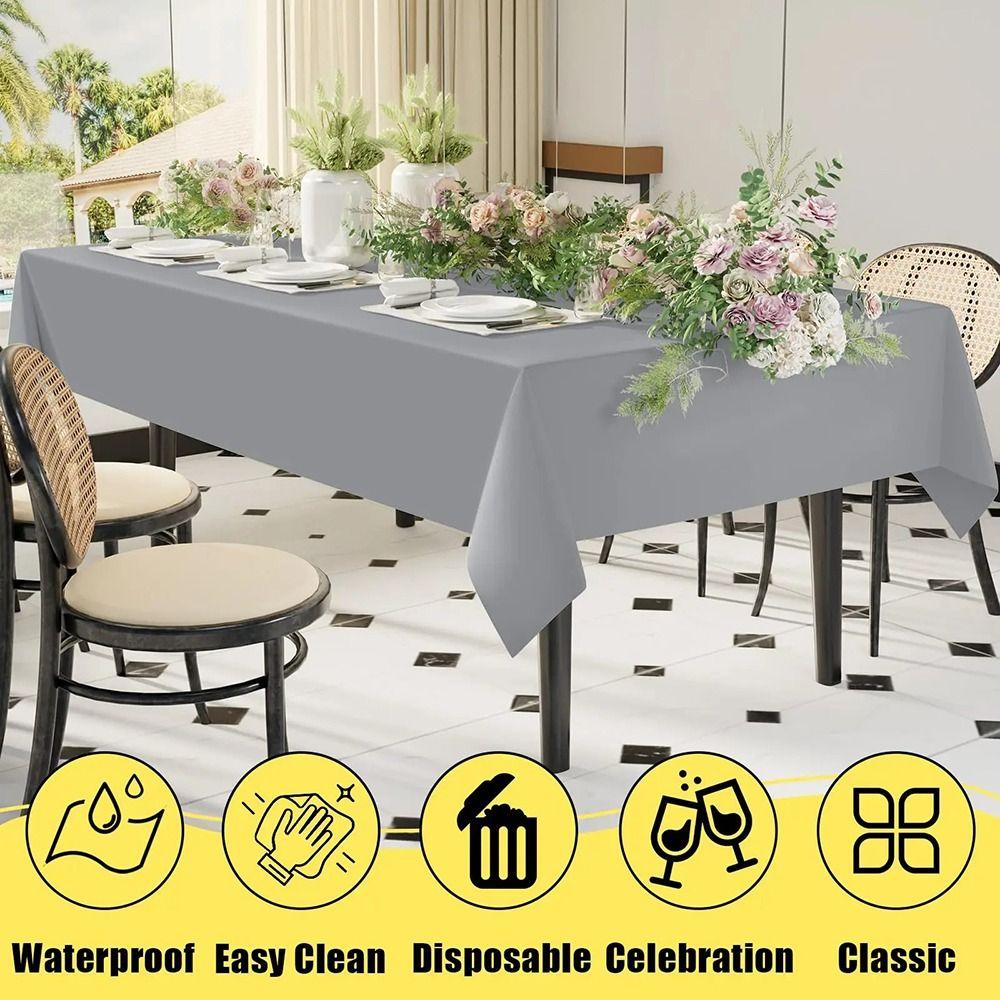 New 54x108inch Disposable Table Cloth Waterproof Oil-Proof Plastic Table Covers Rectangle Table Protector Outdoor