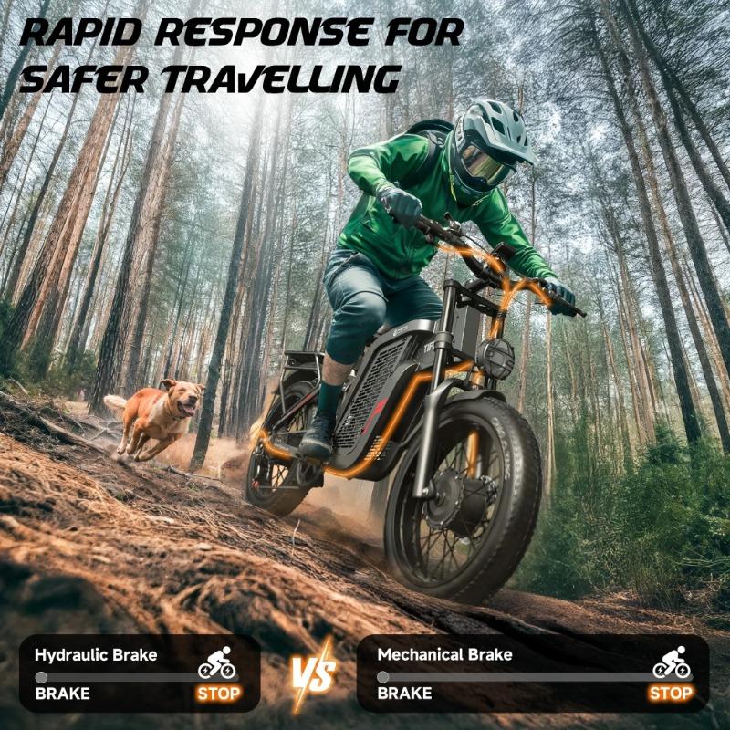 2025 Nové F7 2000W vysoce výkonné duální motor 52V 24AH Elektrické kolo 20 palcové Tlusté pneumatiky Hydraulická olejová brzda Dvojité tlumení nárazů