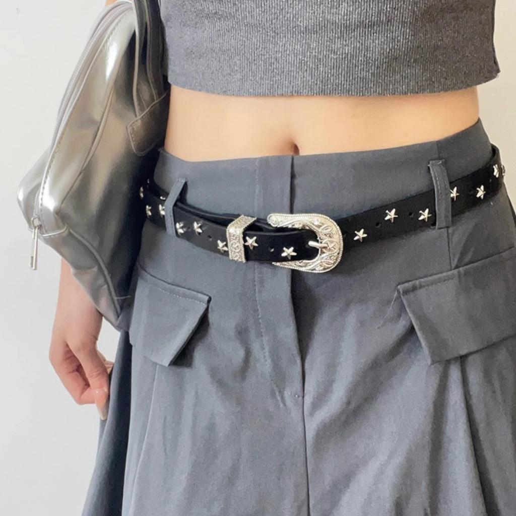 American Retro Pentagram Women's Belt Women's Versatile High-end Belt Niche Design Accessories