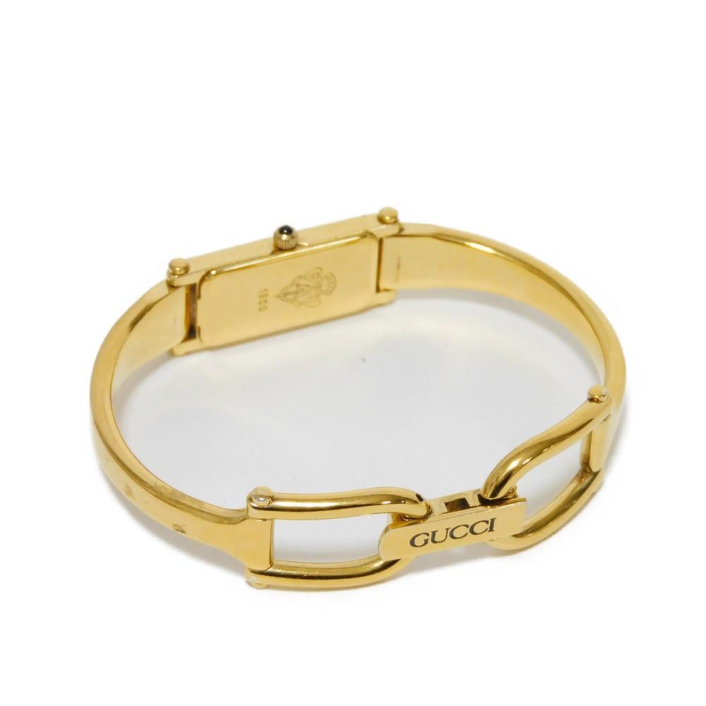 Used 9539 Bangle Watch 1500 7975 Black Dial Quartz Gold Plated Women's from Japan AUTHENTIC