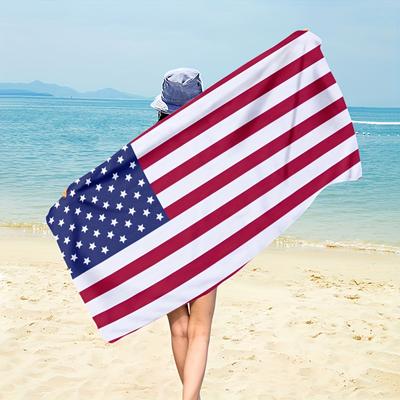 Flag Beach Towel American, Microfiber Sand Free Absorbent Lightweight Quick Dry for Swimming Bathing Travel Pool Yoga