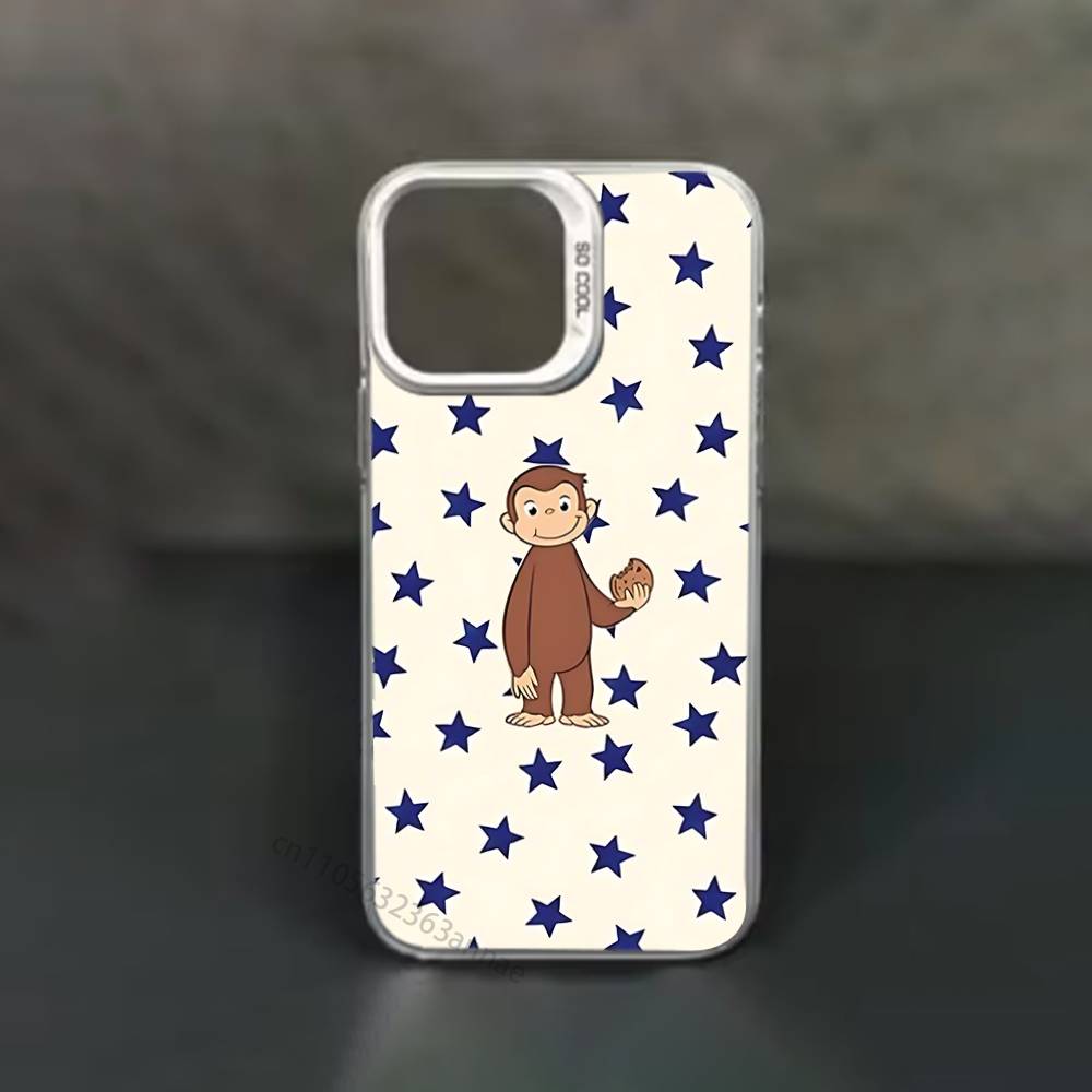 Luxury Y2K Curious George Phone Case for iPhone 15 16 Pro Max Air SE 11 13 Pro 14 Plus 12 11Pro 15Pro Max 16e Cover