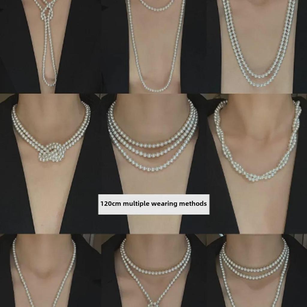 120cm Shijia Pearl Multi-Layered High-Gloss Long Necklace