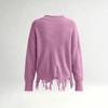 Women's Loose Fit Deep V-Neck Pullover Knit Sweater for Casual Fashion