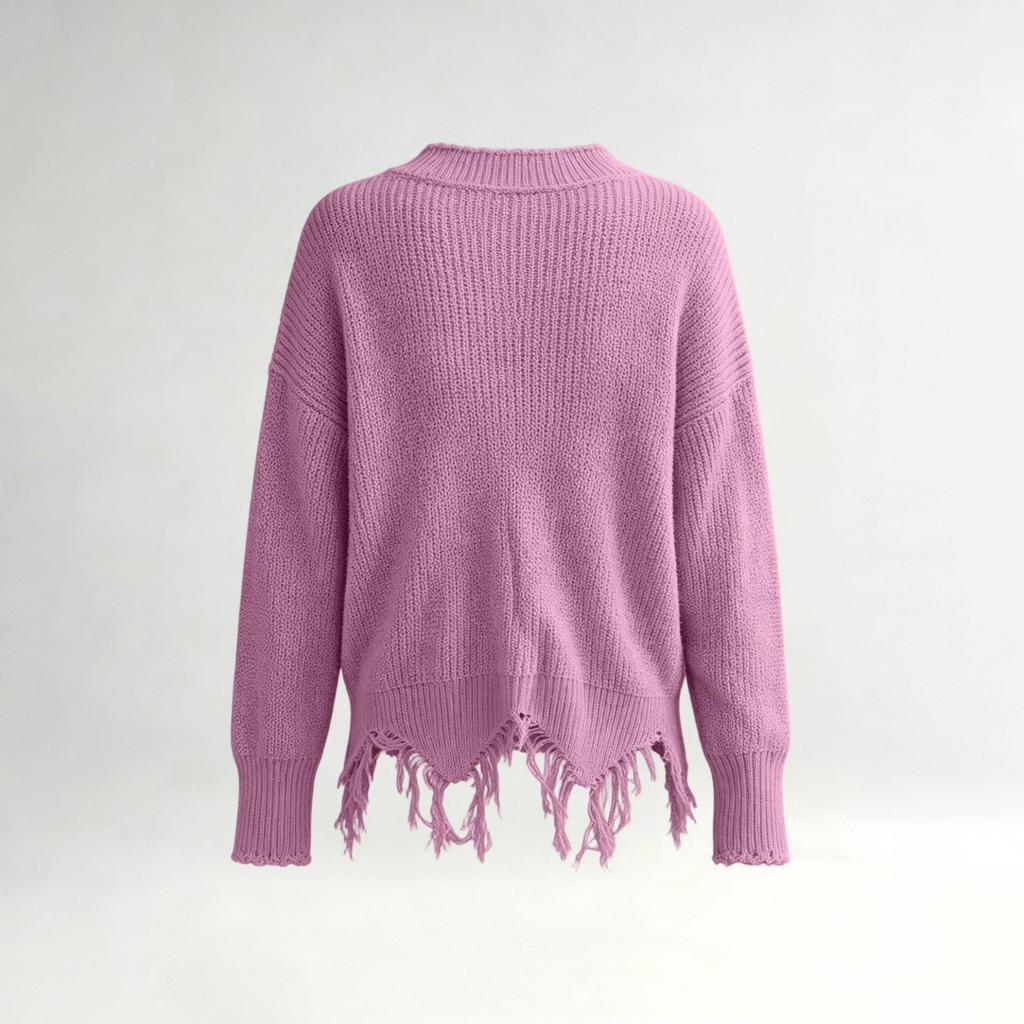 Women's Loose Fit Deep V-Neck Pullover Knit Sweater for Casual Fashion