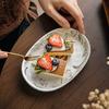 Creative Oval Plate 6.5-Inch Coarse Pottery Plate High-Value Dessert Plate Cute Small Vegetable Plate Export