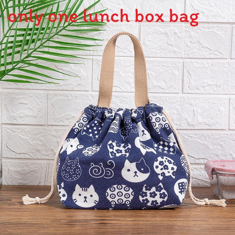 Japanese Lunch Box Bag Handheld Canvas Lunch Tote For Office And Picnics