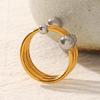European-American Gold & Silver Color-Block Spherical Multilayer Open Ring - Versatile Titanium Steel Women's Ring