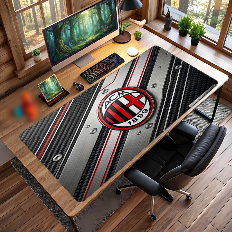 Tappetino per Mouse Grande Stampato AC Milan, Tappetino Morbido in Gomma Antiscivolo per Scrivania da Gioco per Ufficio Laptop Computer Decorazione