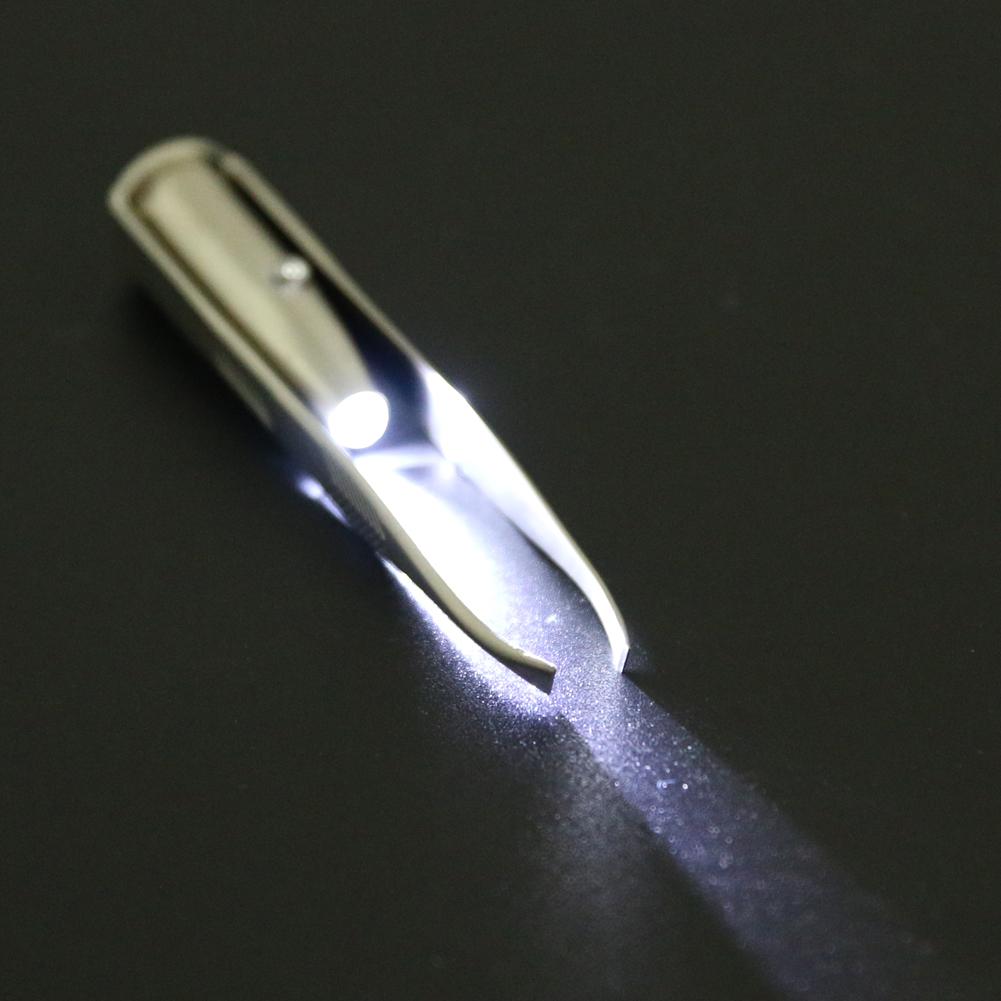 Stainless Steel Eyebrow Trimming Clip with LED Light Eyebrow Clamp Eye Hair Removal Prune for Precision Hair Removal Men Women China Mainland
