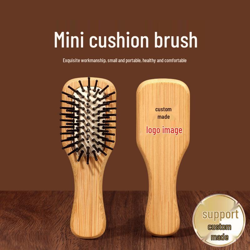 Bamboo Mini Air Cushion Massage Comb with Printed Logo - Portable Event Souvenir No logo needed