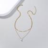 Double Layered Minimalist Zircon Clavicle Necklace for Women