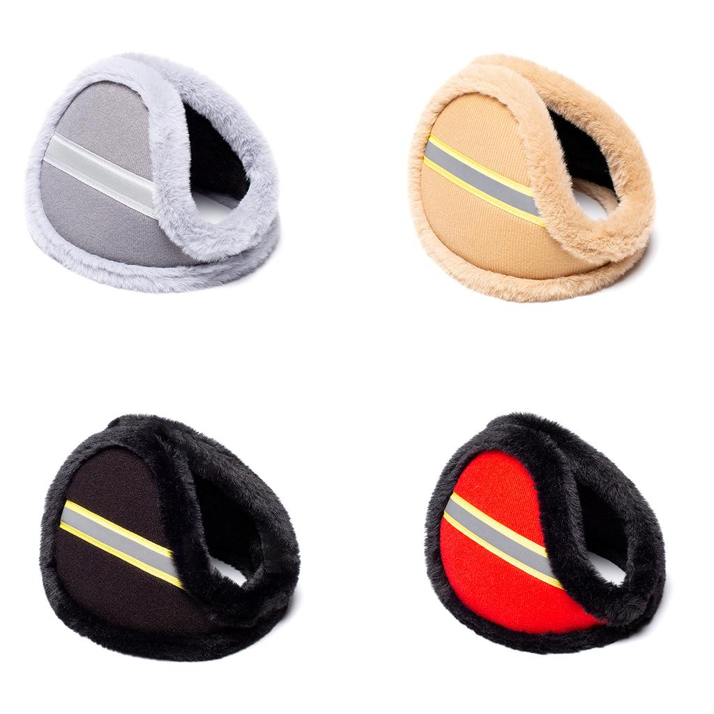 Reflective Stripe Plush Earmuff Adult Night Visible Ear Warmer Winter Cold Winter Presents for Students Teens Skiing