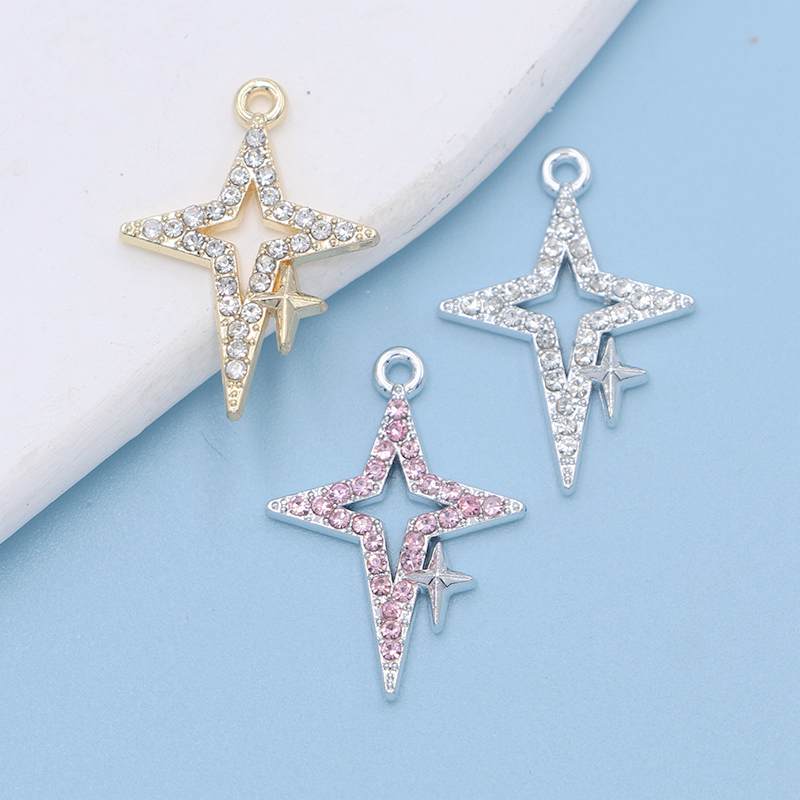 10Pcs Gold Plated Crystal Star Charm Pendant For Jewelry Making Bracelet Necklace Diy Earrings Accessories Craft