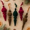 Retro Conical Christmas Ball Ornament - Flocked Tree Decoration 