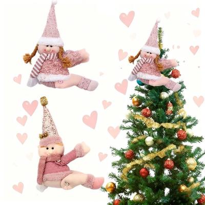 Pink Snowman Curtain Tieback Plush Snowman Curtain Buckle Cartoon Curtain Holdback for Holiday Home Window Xmas Tree Topper Decoration