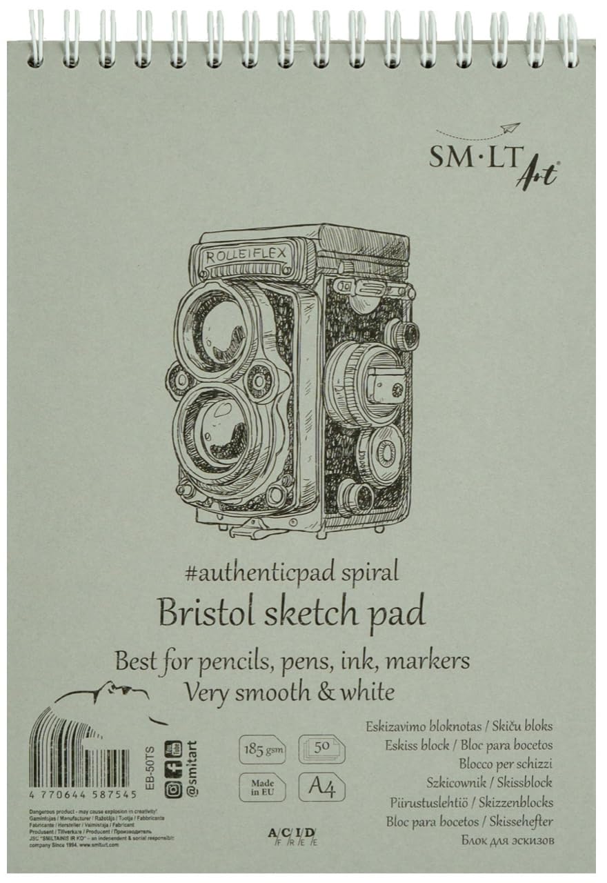 

SM LT Authentic Bristol Spiral A4 Size Sketchbook, Bound, белый