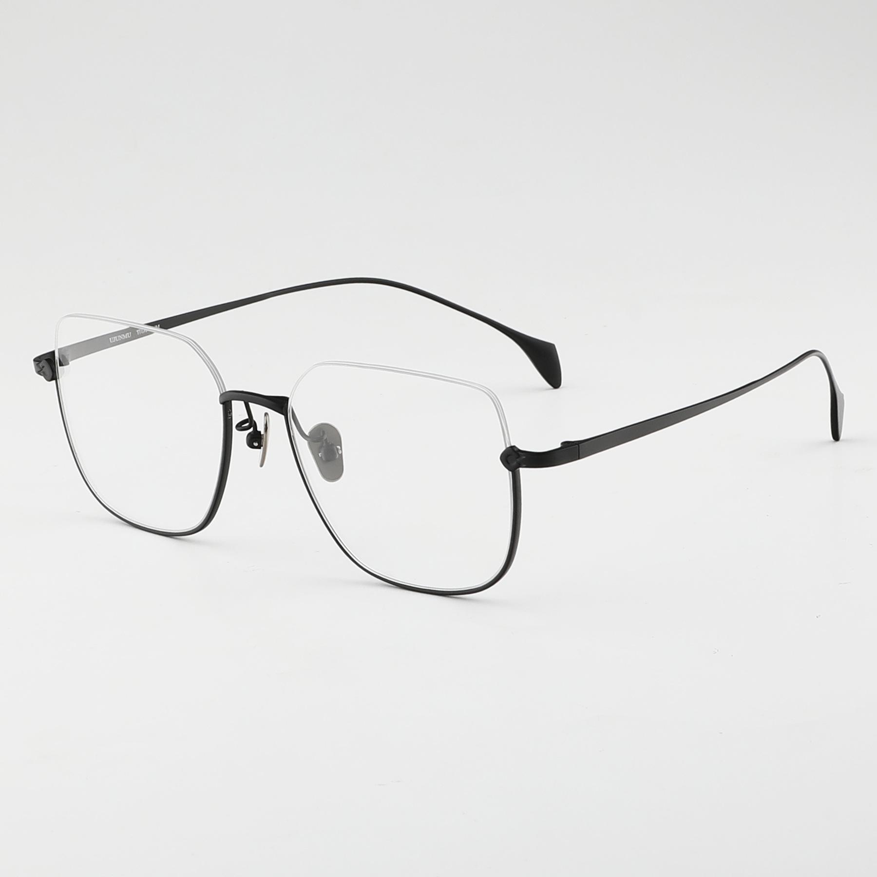 Ultra-Light Pure Titanium Half-Frame Glasses for Myopia - Fashionable and High-Quality