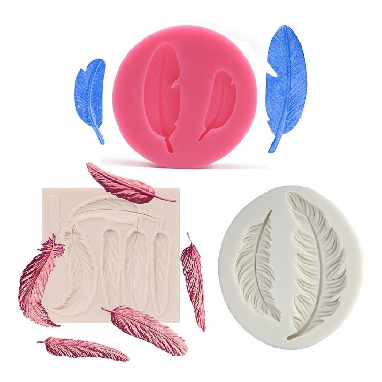 Feather Texture Printing Baking Biscuits Mold Food Grade Silicone Fondant Mould