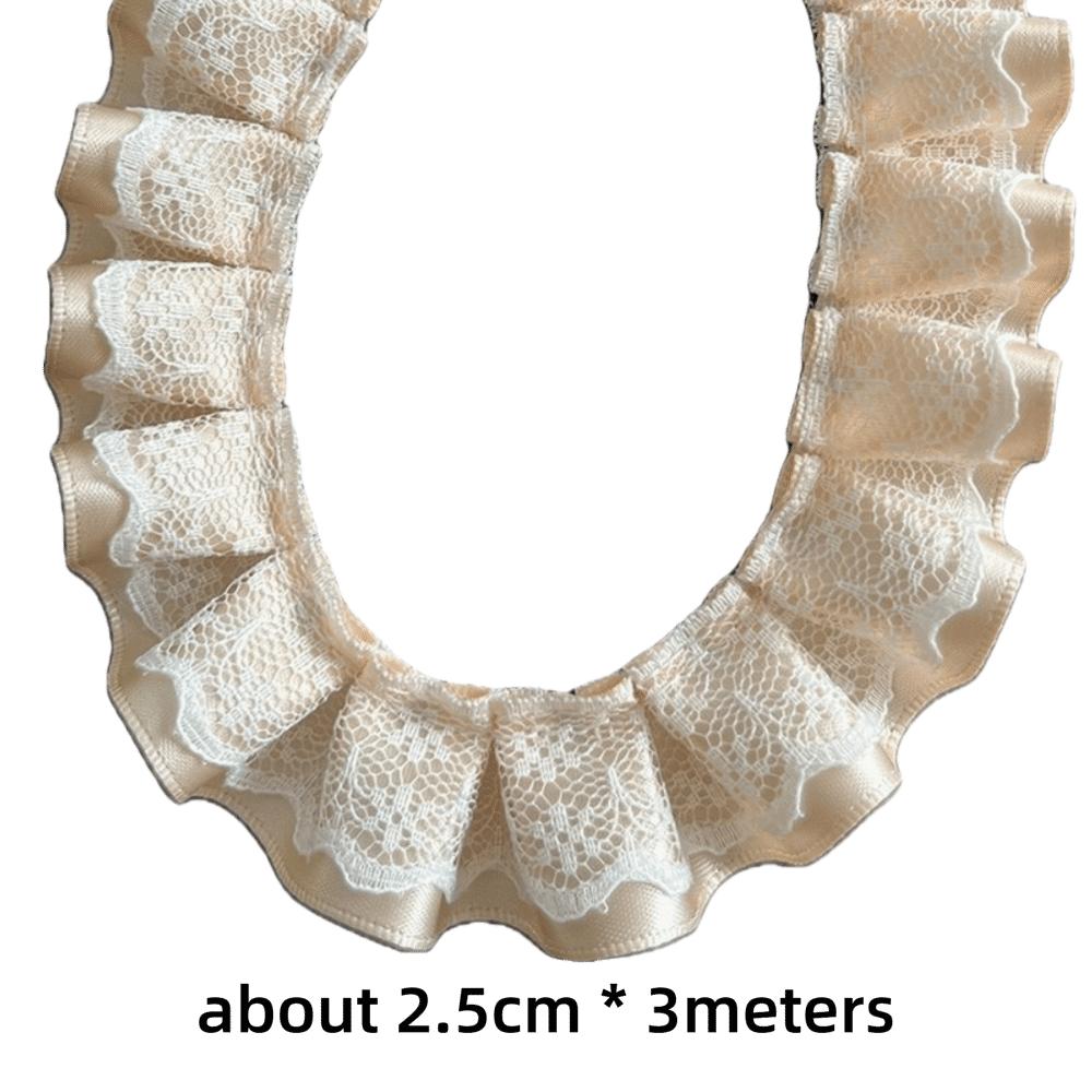 DIY 3meters Lace Ribbons Trim Handmade Pleated Ruffled Farbic Trim Garment Dress Hem High-Grade Sewing Material Lace Accessories