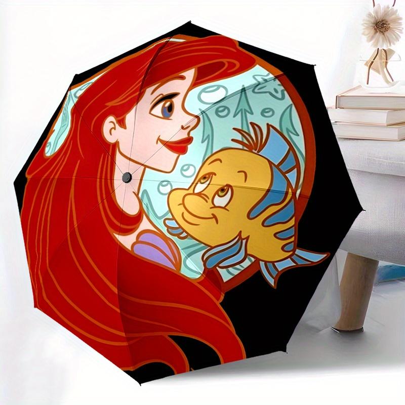 1pc Ariel's Tender Moment with Flounder Automatic Opening and Closing Umbrella - Suitable for Various Occasions, Outdoor Activities, Lightwe