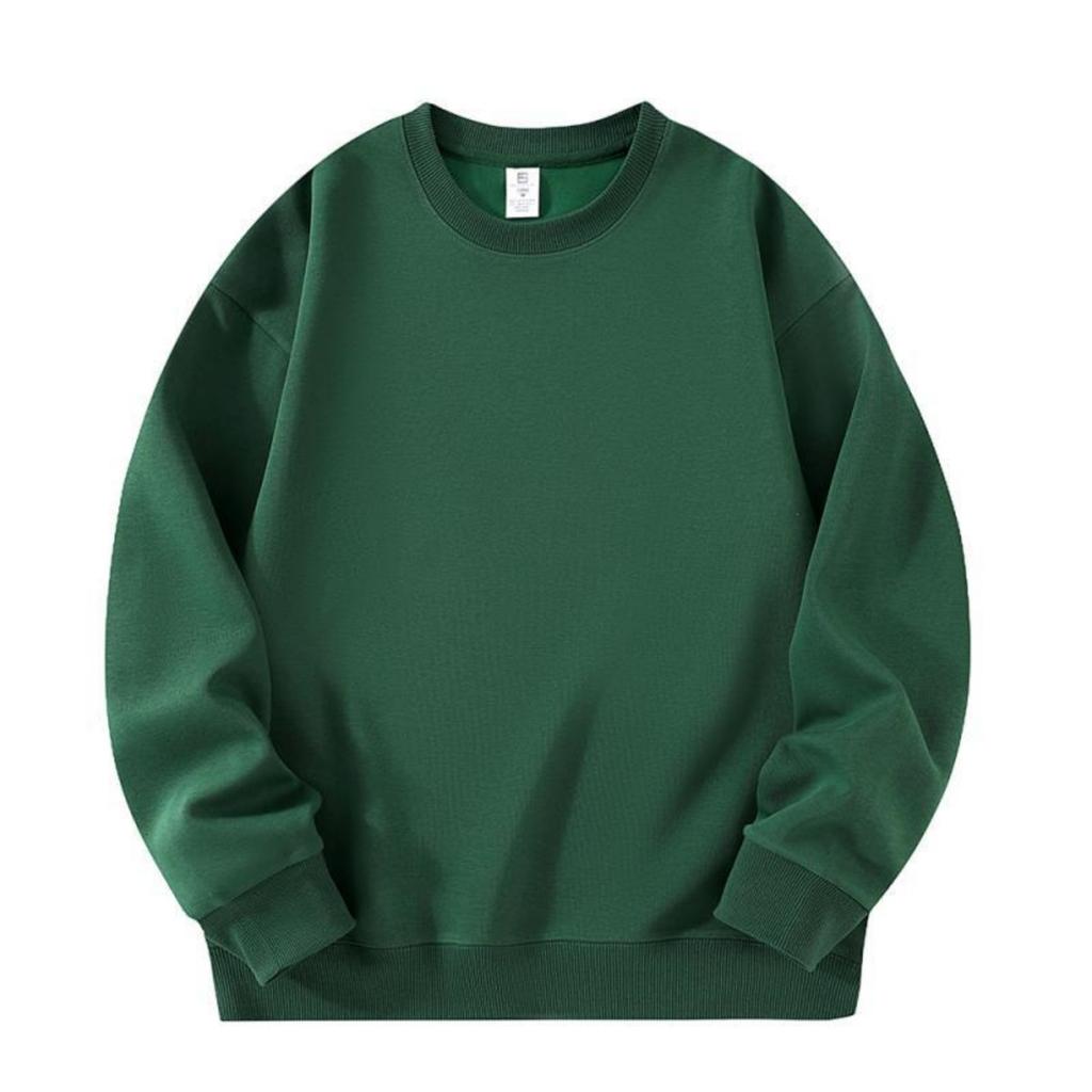 Men's And Women's Solid-color Casual Round-neck Long-sleeved Top, Men's Fitted Thickened Cotton Sweatshirt Base Layer Top