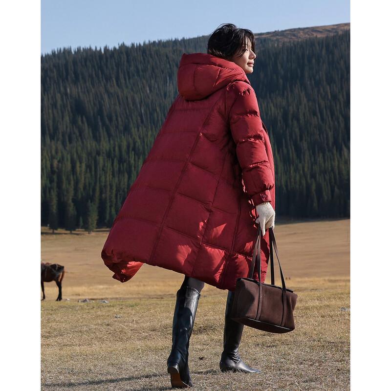 De Mana Women's Hooded Down Jacket with Aerogel & Volcanic Rock Heat Retention